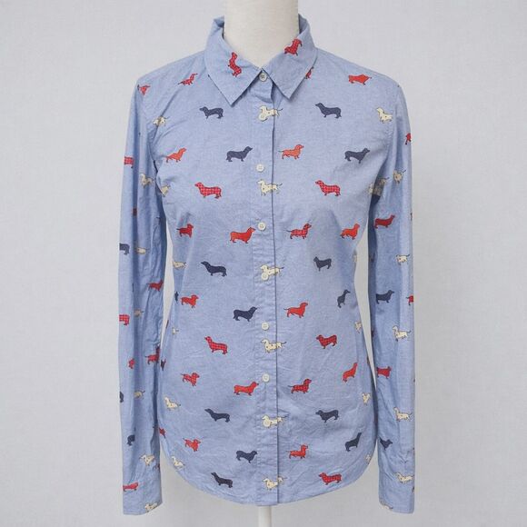 Talbots Tops - Talbots Women’s Cute Small Button Down Shirt Dachshund Wiener Dog Print Preppy
